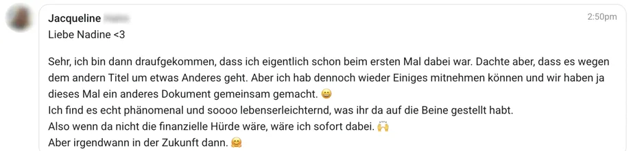 Jaqueline zur klaren Positionierung