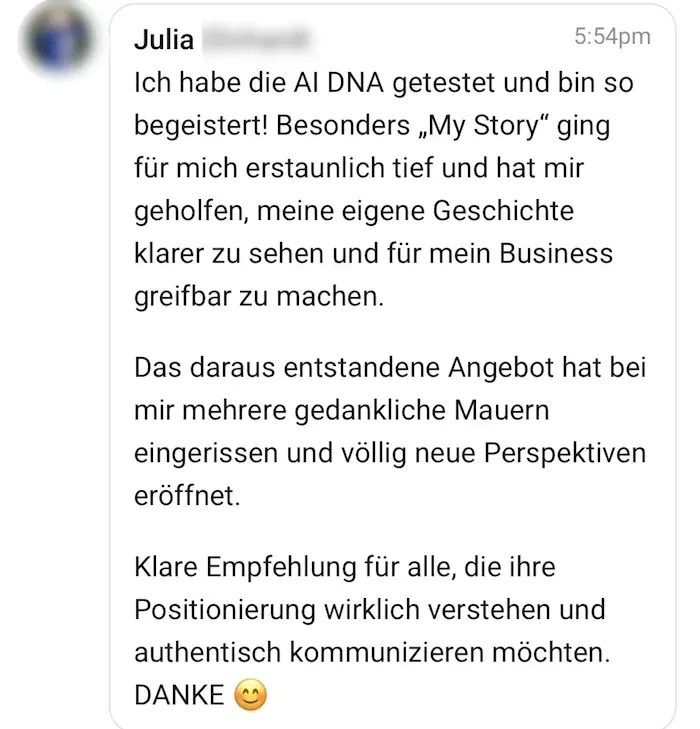 Julia zur geschärften Positionierung durch die KI