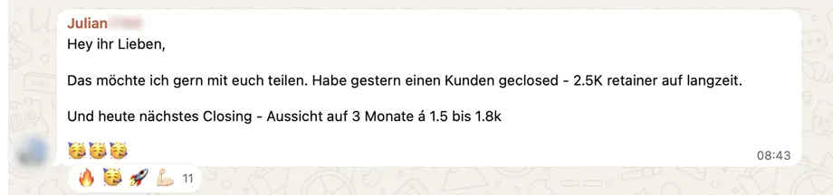 Julian: neuer Retainer-Kunde gewonnen